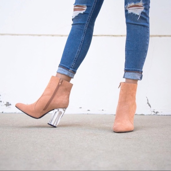 Shoes - Nude Clear Heel Booties